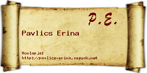 Pavlics Erina névjegykártya